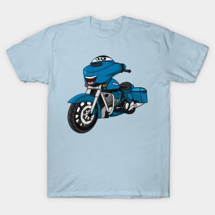 Cute happy blue motorcycle cartoon T-Shirt